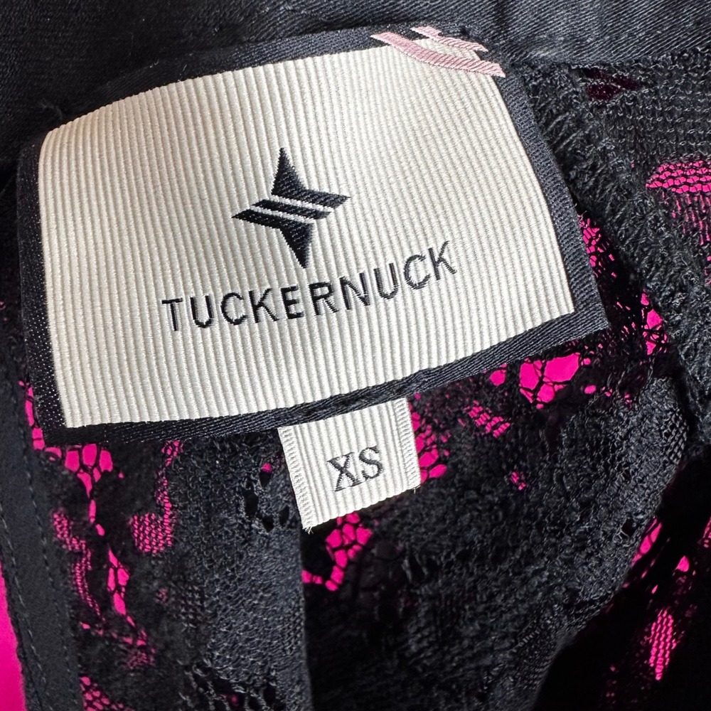 TUCKERNUCK Black Lace Ruffle Peplum Myla Top Mock Neck Long Sleeve Blouse XS - Picture 8 of 17